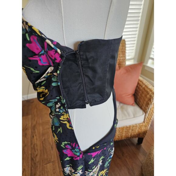 Emanuel Ungaro 80's Vintage Silk Floral Dress Women's Size 10 Made in Italy - Picture 15 of 16